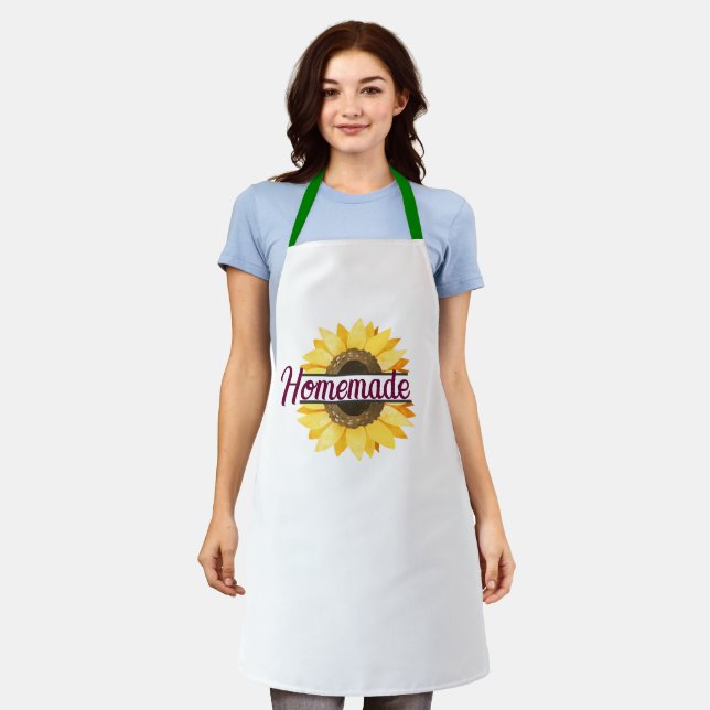 Custom Name Sunflower Apron - Personalized Gift (Worn)