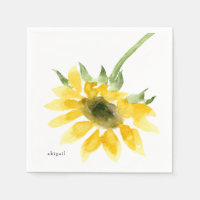 Custom Name Sunflower Cocktail Napkin