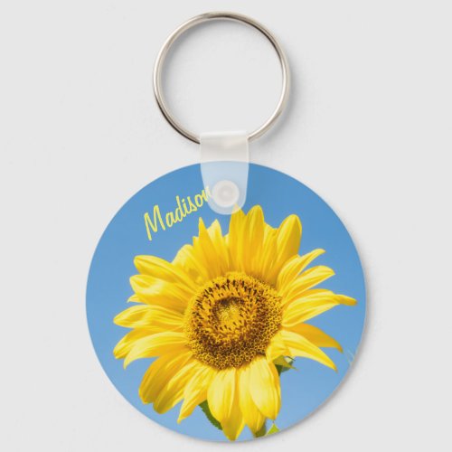 Custom name Sunflower key chains