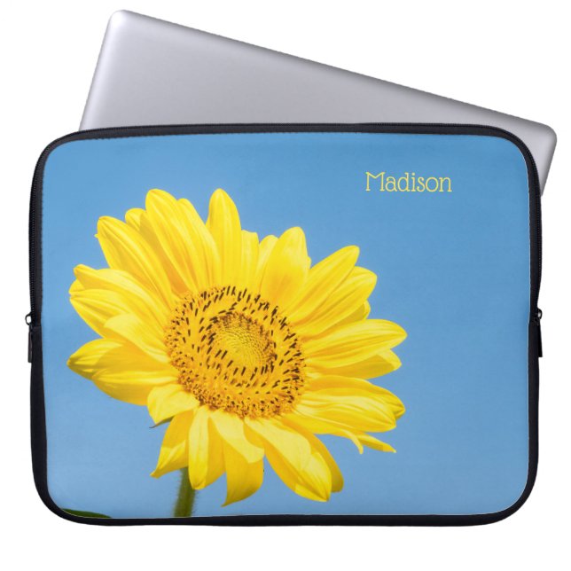 Custom name Sunflower Laptop Sleeve (Front)