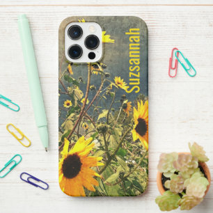 Custom Name Sunflower Photo Vintage Texture iPhone 12 Pro Max Case