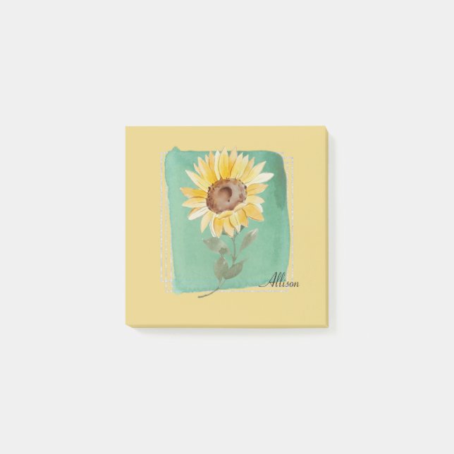 Custom Name Sunflower Post It Notes  (Front)