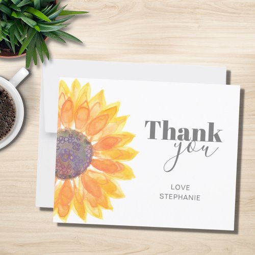 Custom Name Sunflower Thank You Card