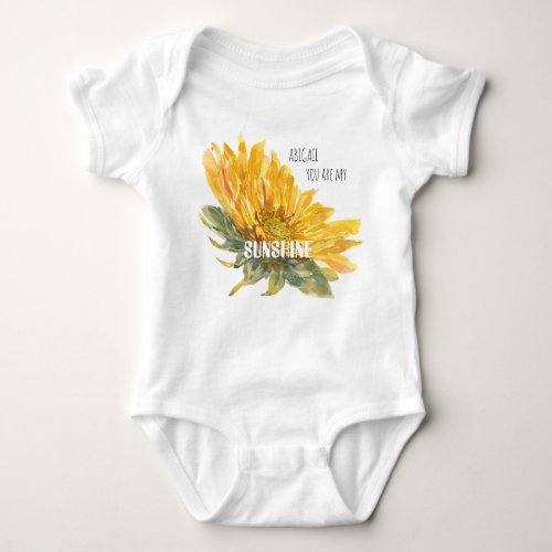 Custom Name Sunflower You are My Sunshine Baby Bodysuit