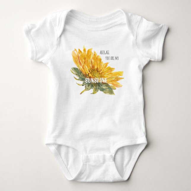 Custom Name Sunflower You are My Sunshine Baby Bodysuit (Front)