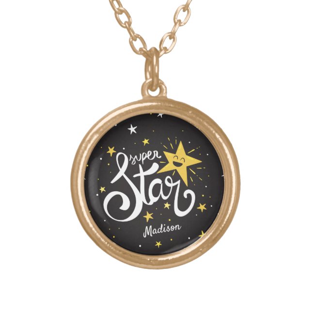Custom name Superstar Gold Plated Necklace (Front)