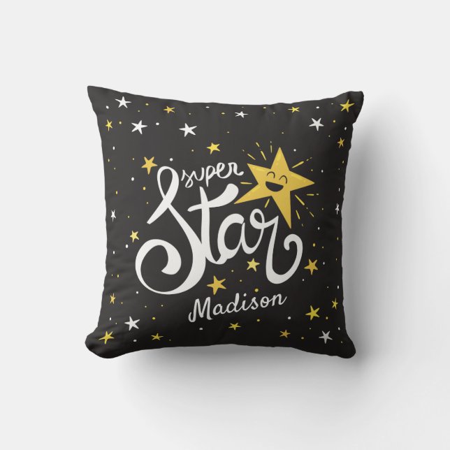 Custom name Superstar Throw Pillow (Front)