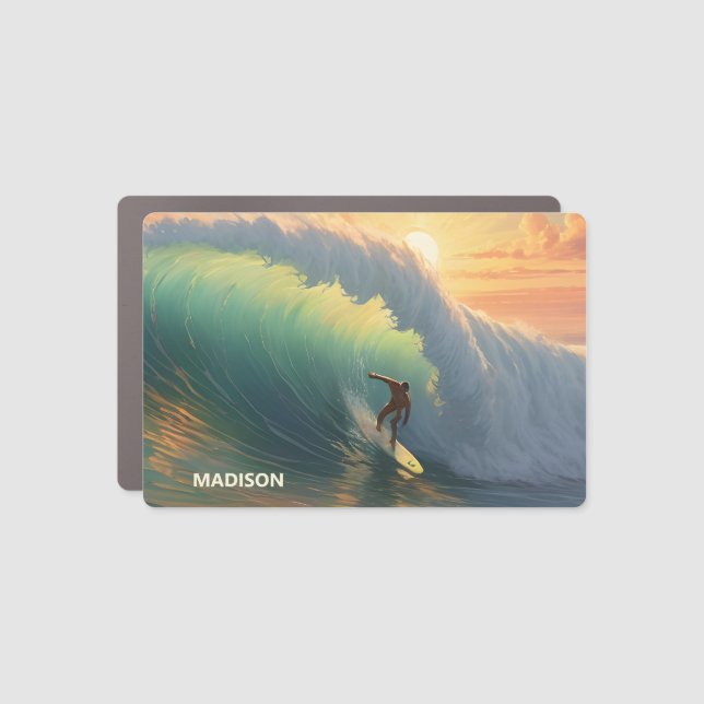 Custom Name Surfing Car Magnet (Front)