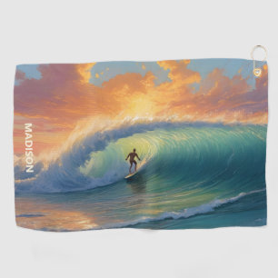 Custom Name Surfing Golf Towel