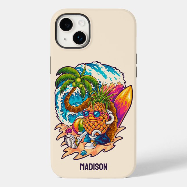 Custom Name Surfing Pineapple Case-Mate iPhone Case (Back)