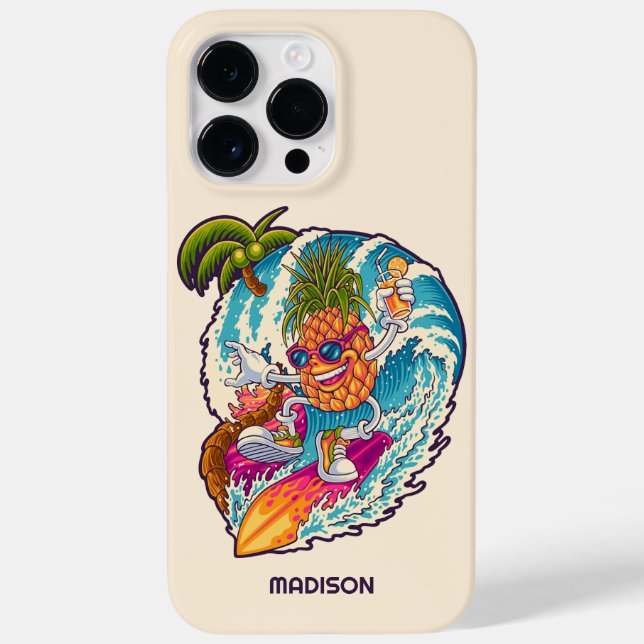 Custom Name Surfing Pineapple Case-Mate iPhone Case (Back)