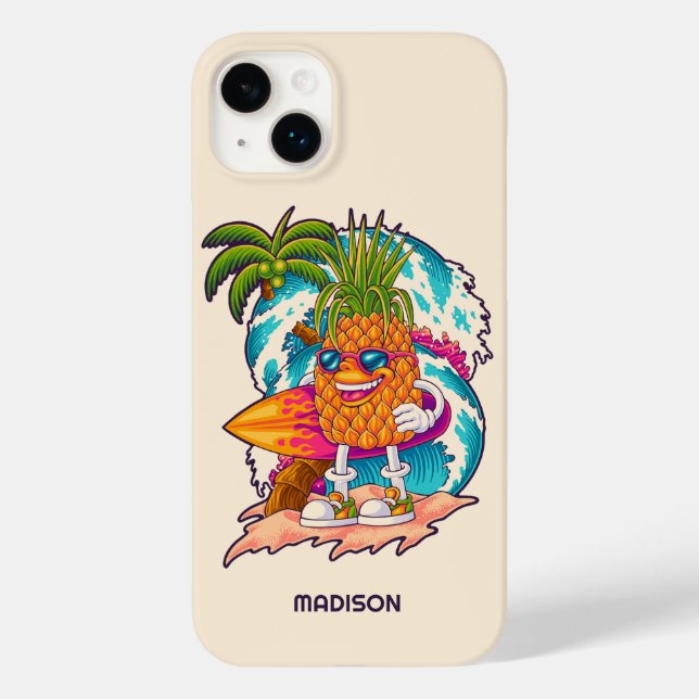 Custom Name Surfing Pineapple Case-Mate iPhone Case (Back)