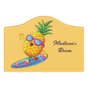 Custom Name Surfing Pineapple Door Sign