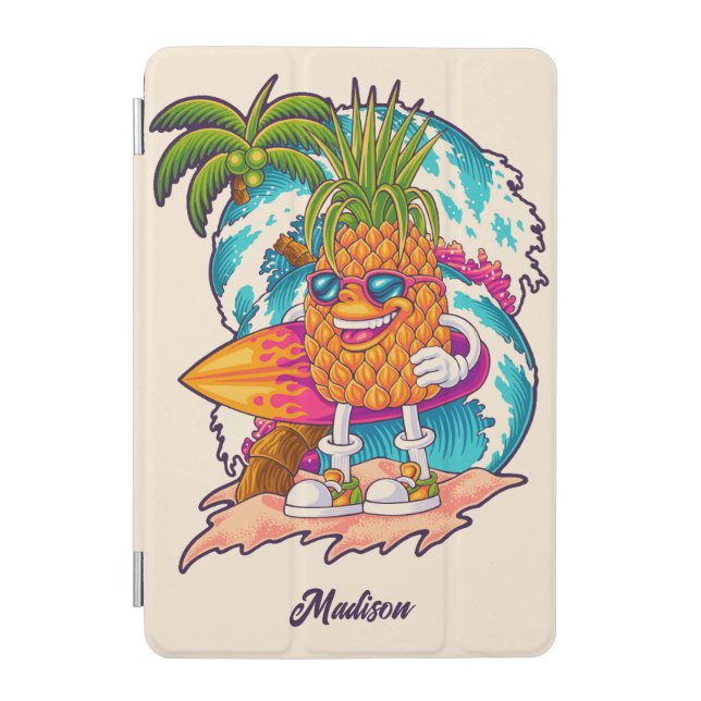 Custom Name Surfing Pineapple iPad Mini Cover (Front)