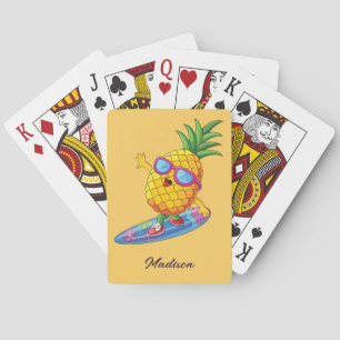 Custom Name Surfing Pineapple Poker Cards