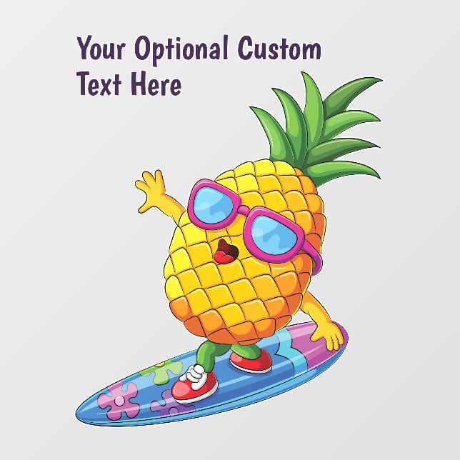 Custom Name Surfing Pineapple Wall Decal (Front)