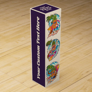 Custom Name Surfing Pineapple Wine Box