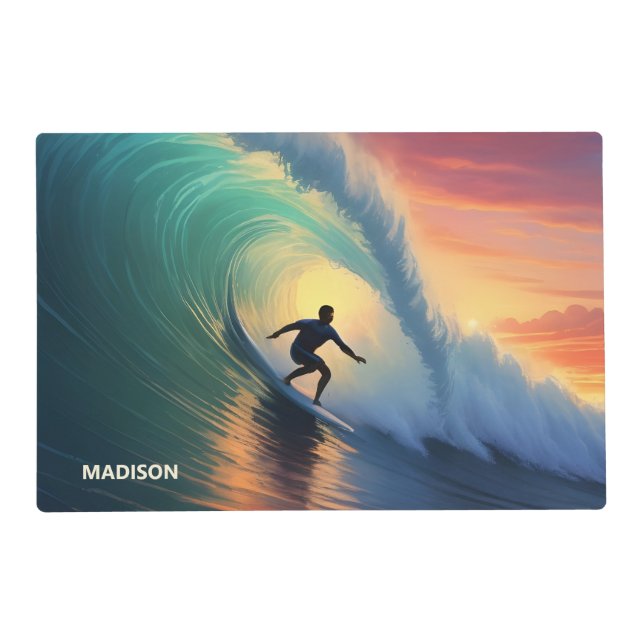 Custom Name Surfing Placemat (Front)
