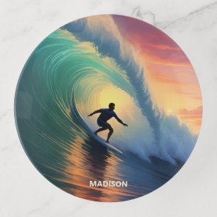 Custom Name Surfing Trinket Tray