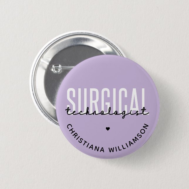 Custom Name Surgical Technologist Med Surg Tech Button (Front & Back)