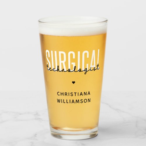 Custom Name Surgical Technologist Med Surg Tech Glass