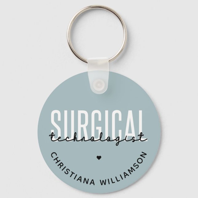 Custom Name Surgical Technologist Med Surg Tech Keychain (Front)