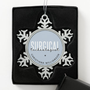 Custom Name Surgical Technologist Med Surg Tech Snowflake Pewter Christmas Ornament