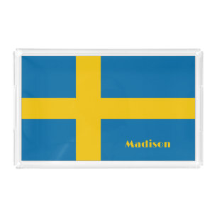 Custom Name Swedish Flag Acrylic Tray