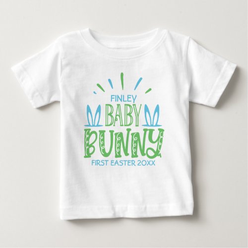 Custom NAME Sweet Baby Bunny First Easter Eggs Baby T_Shirt