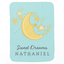 Custom Name Sweet Dreams Baby Blanket / Aqua