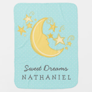 Custom Name Sweet Dreams Baby Blanket / Aqua