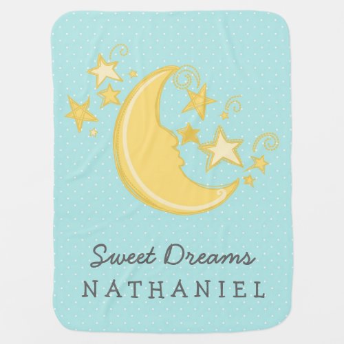 Custom Name Sweet Dreams Baby Blanket  Aqua