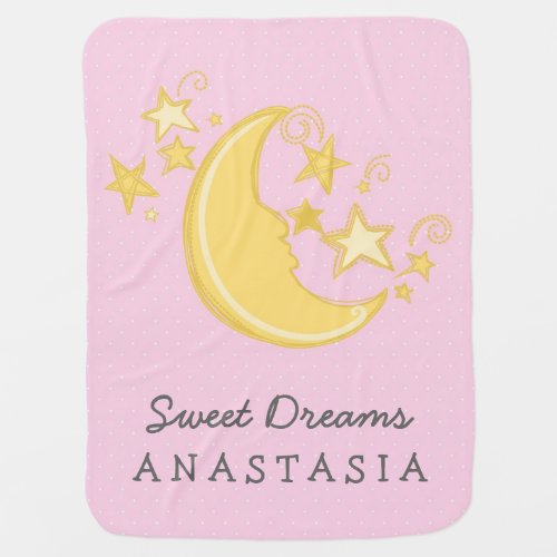 Custom Name Sweet Dreams Baby Blanket  Pink