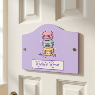 Custom Name Sweet Pastel Macaron Tower Bakery Door Sign