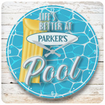 Custom NAME Swimming Pool Party Aquatics Fun Large Clock