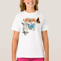 CUSTOM NAME T-SHIRT FOR GIRLS BUTTERFLIES & BIRD