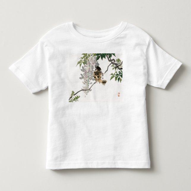 CUSTOM NAME T-SHIRT GIRL TODDLERS JAPANESE BIRD (Front)