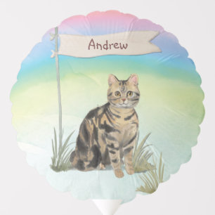 Custom Name Tabby Cat Pet Balloon