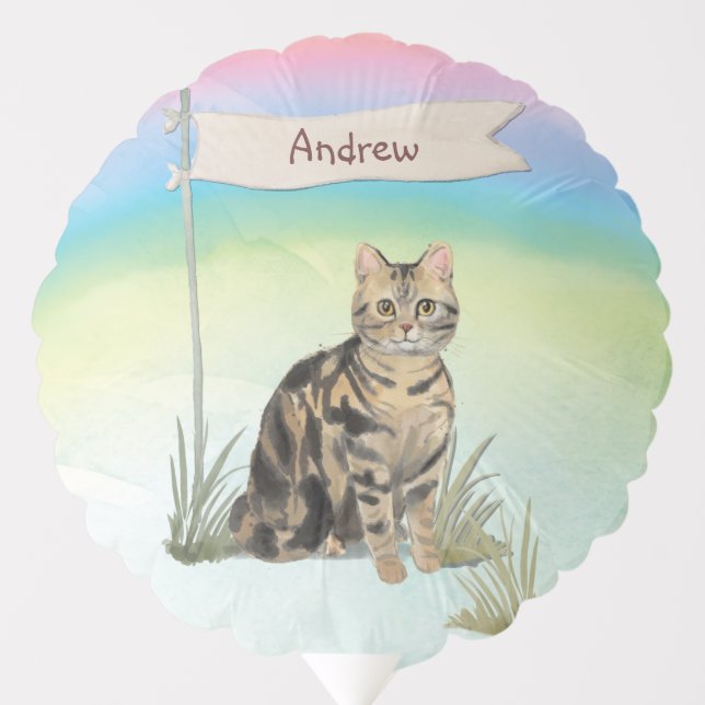 Custom Name Tabby Cat Pet Balloon (Front)