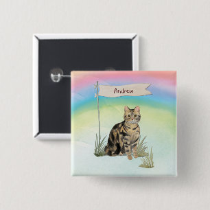 Custom Name Tabby Cat Pet Button