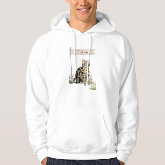 Custom Name Tabby Cat Pet Hoodie (Front)