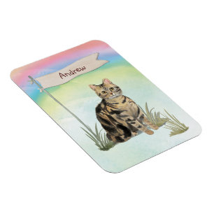 Custom Name Tabby Cat Pet Magnet