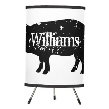 Custom Name Table Lamp With Vintage Pig Silhouette by cookinggifts at Zazzle