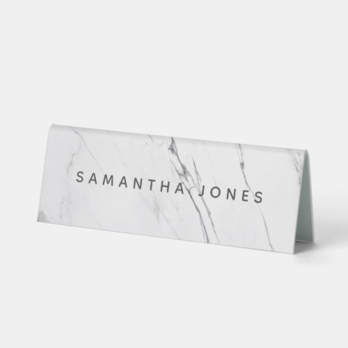 Custom Name Table Modern White Marble Table Tent Sign