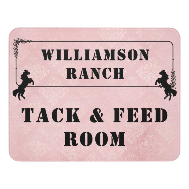 Custom Name Tack and Feed Room Barn Door Sign (Contemporary Front)