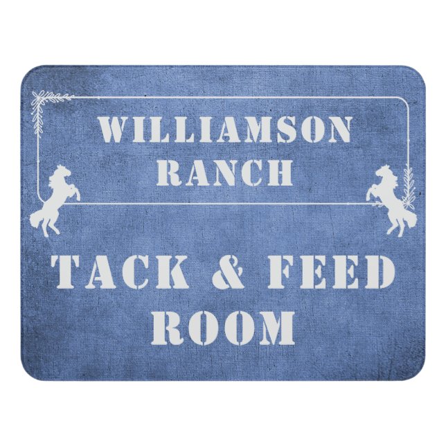 Custom Name Tack and Feed Room Barn Door Sign (Contemporary Front)