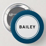 Custom Name Tag Badge Pin Button<br><div class="desc">Custom individual name personalized name badge with blue border.</div>