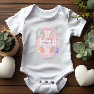 Custom Name Tag Easter Baby Girl Bunny Bodysuit