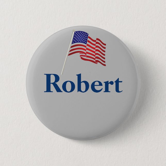 Custom Name Tag Text Patriotic Badge Pinback Button (Front)