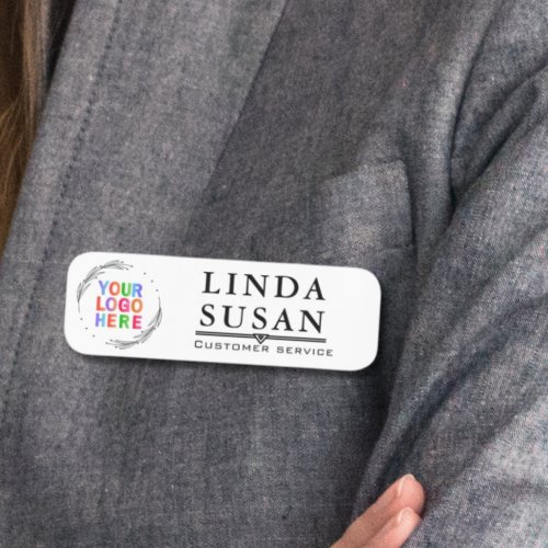 Custom Name Tags with Logo And text black 